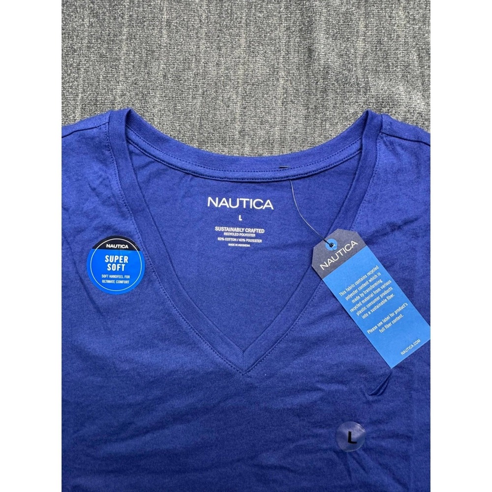 Nautica Mens Sustainably Crafted Super Soft V-Neck T-Shirt Marina Blue Large NEW - Picture 8 of 10